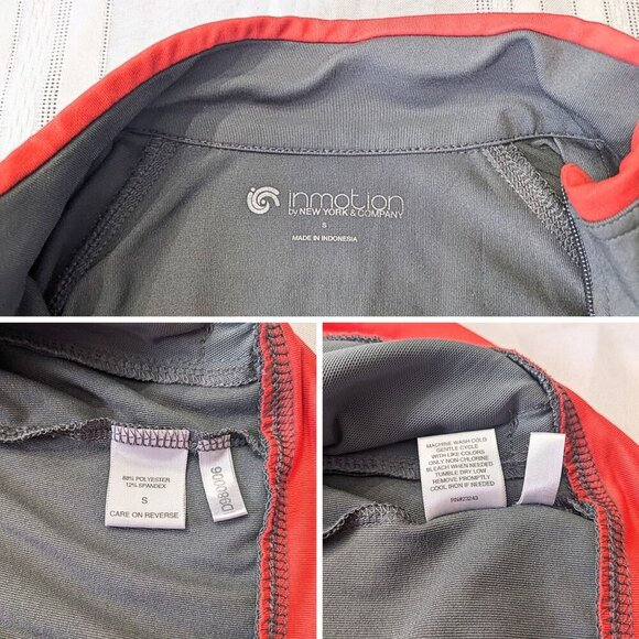 Vtg Y2K New York & Co InMotion Gray & Red Trim 2-pc Mock Neck Tracksuit Set Sz S - Picture 3 of 7